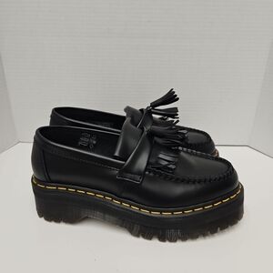 Dr. Martens Black Fringe Platform Loafers